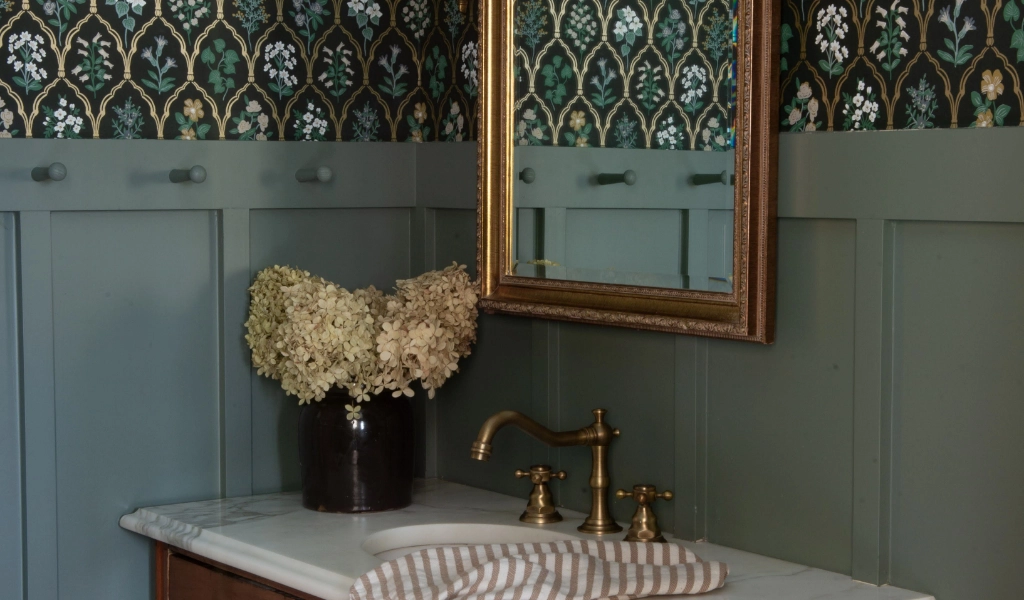 Renovated bathroom with custom finishes