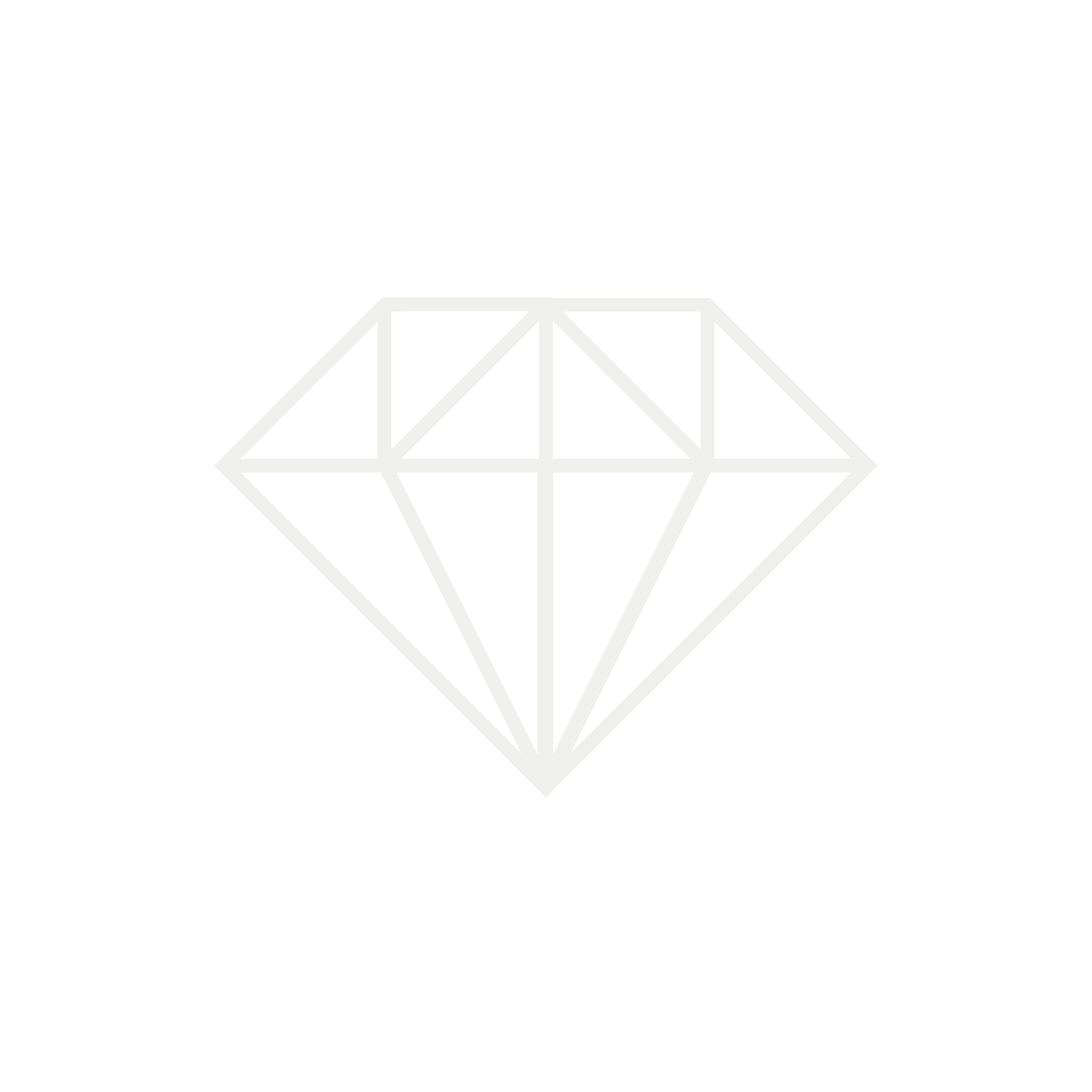 A white diamond line art icon.