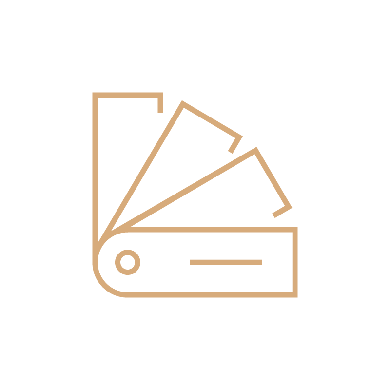 A line icon of paint samples.