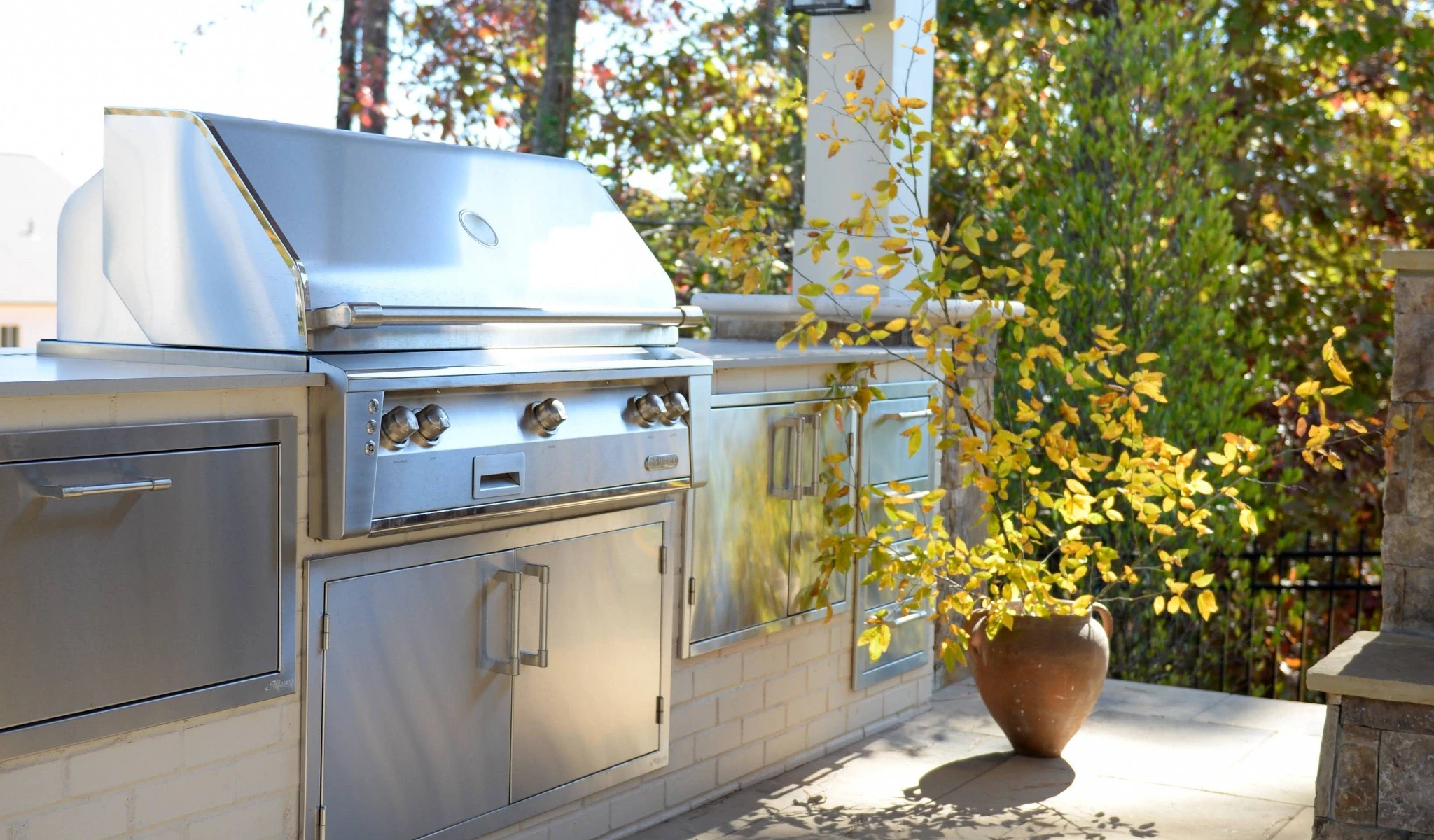 A stainless steel BBQ grill.